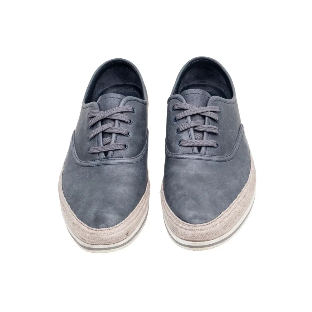 $790 PRADA Aged Leather ESPADRILLE HYBRID Navy SNEAKERS‎ EU 41 UK 8.5 US 9.5
